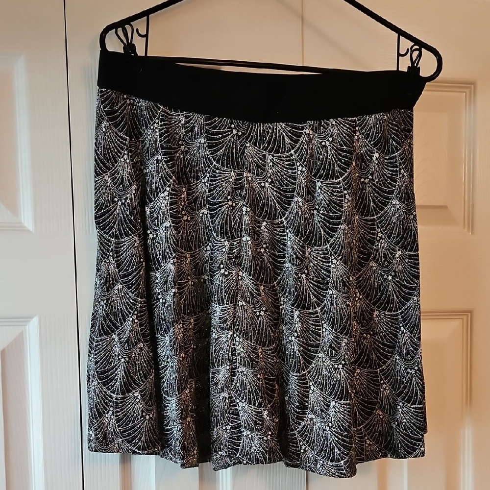 H&M Black and Silver Skater Skirt NWT